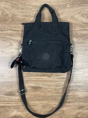 Kipling Black Nylon Tote Crossbody Bag Davina Monkey Lightweight Everyday